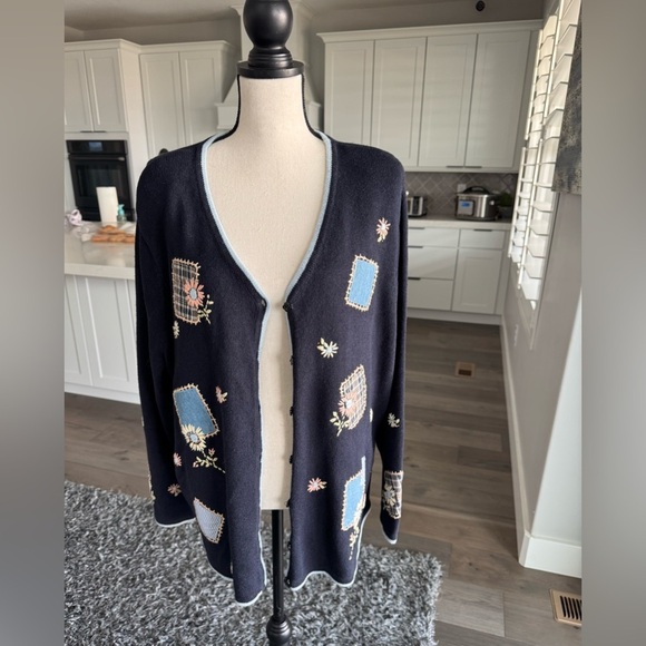 CJ Banks Sweaters - C.J. Banks Hand Embroidered Patchwork Cardigan Sweater 3X NWT